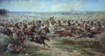 軍事戦争 Painting - 1807年6月2日のヴィクトル・マズロフスキー軍事戦争におけるロシアのライプ衛兵の突撃
